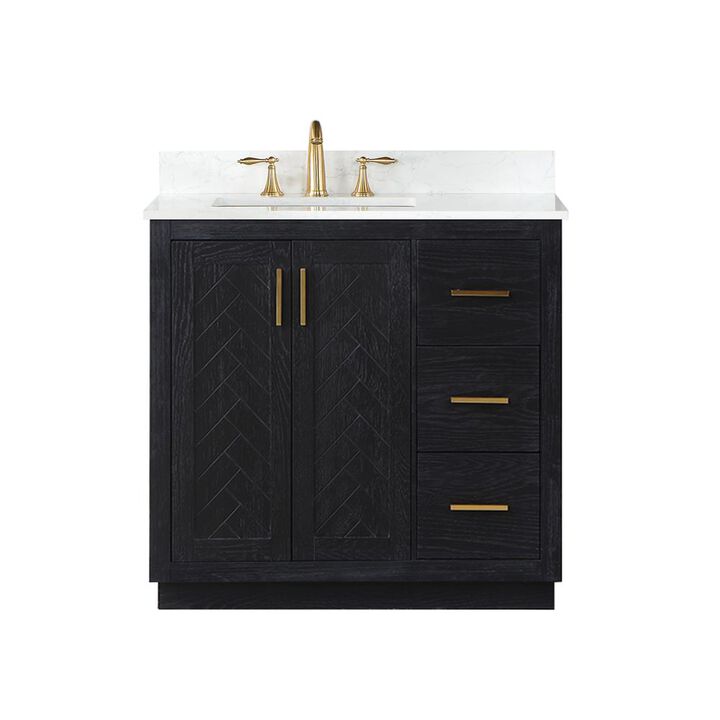 Altair 36 Single Bathroom Vanity Set in Black Oak without Mirror