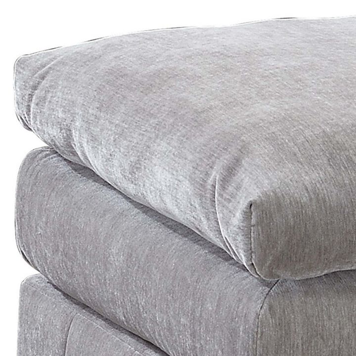 Luna 33 Inch Modular Ottoman, Three Layer Plush Cushioned Seat, Gray-Benzara