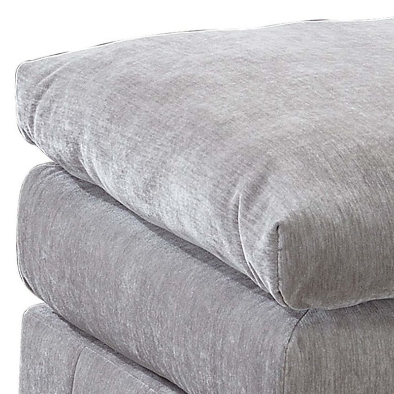 Luna 33 Inch Modular Ottoman, Three Layer Plush Cushioned Seat, Gray-Benzara
