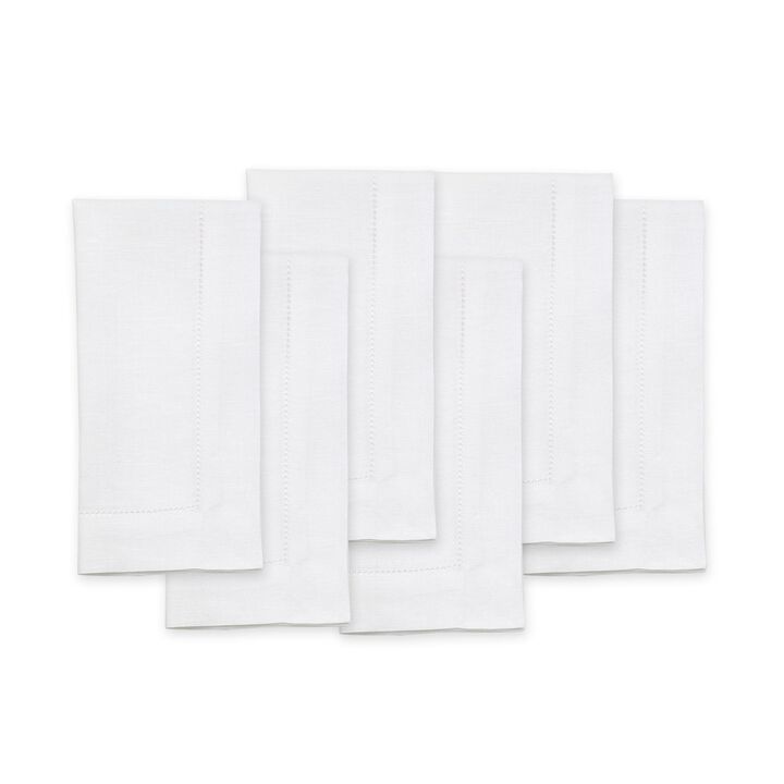 Solino Home 100% Pure Linen Dinner Napkins 20 x 20 Inch Set of 6 | Classic Hemstitch