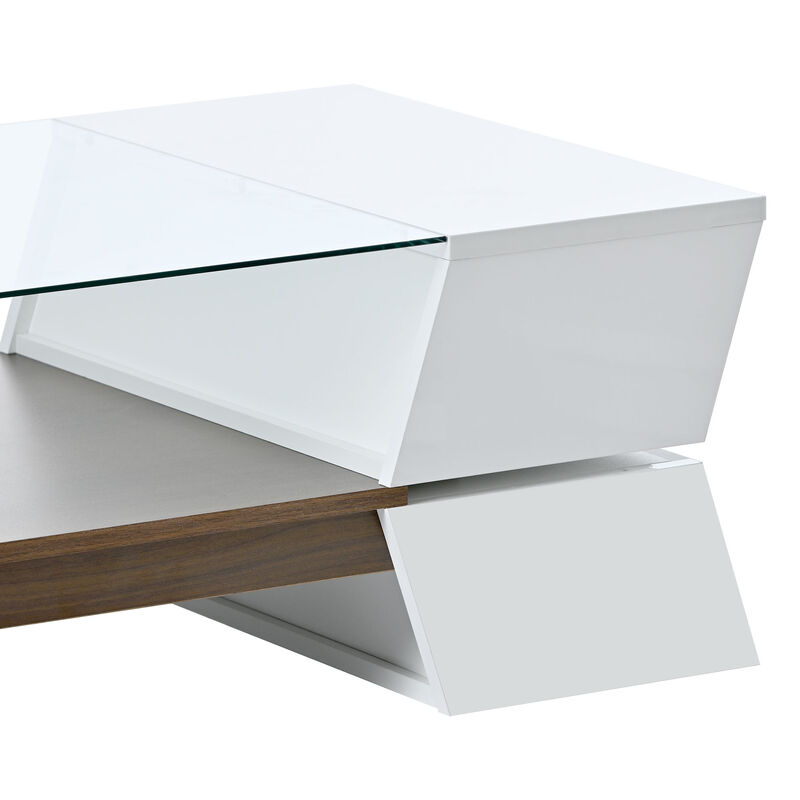 Coffee Table with Open Shelves and Cabinets Storage and Stylish Design for Living Room Organization