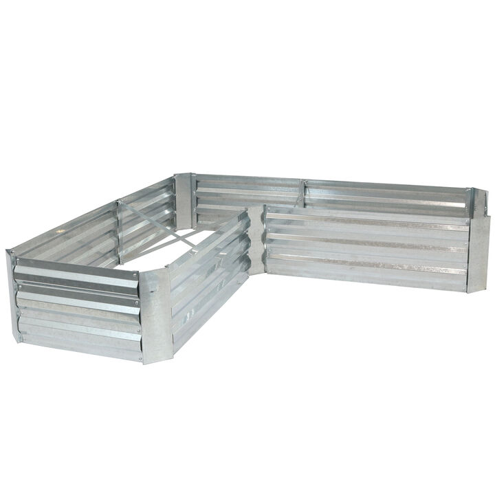 Sunnydaze Galvanized Steel L-Shaped Raised Garden Bed - 59.5 in
