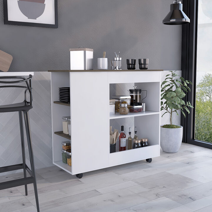 Streamdale Holmeson 5-Shelf Kitchen Cart With Caster And Dark Brown