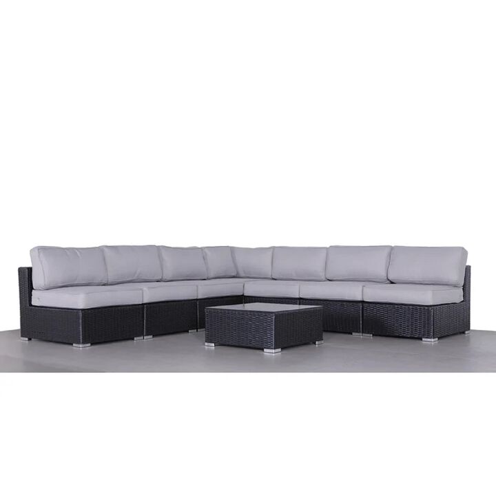 Living Source International Wicker Fully Assembled 6 - Person Seating Group with Cushions (Black And Gray)