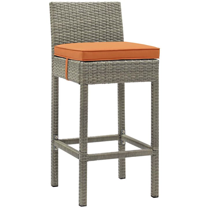 Conduit Outdoor Patio Wicker Rattan Bar Stool - Light Gray Orange