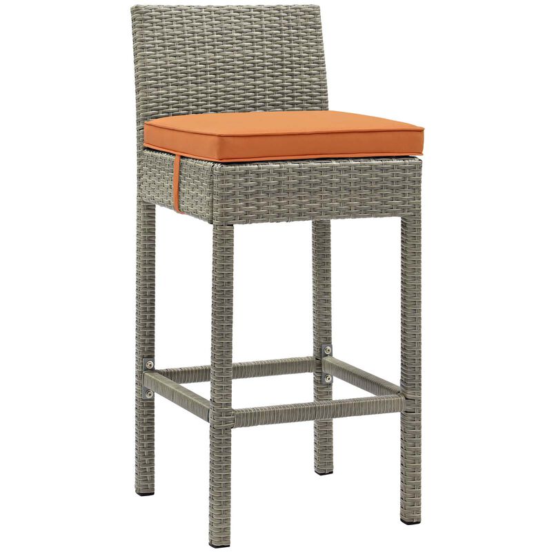 Conduit Outdoor Patio Wicker Rattan Bar Stool - Light Gray Orange