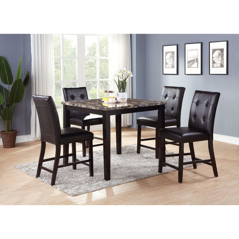 Leroux Upholstered Counter Height Chairs In Espresso Finish, Set Of 2
