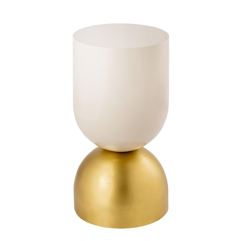 Pasargad Home Byzantine Calista Round Side Table, Gold/Ivory