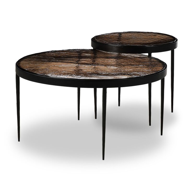Yoko Smoked Brown Cast Glass Nesting Tables