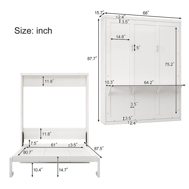 Merax Murphy Bed Cabinet with Desk