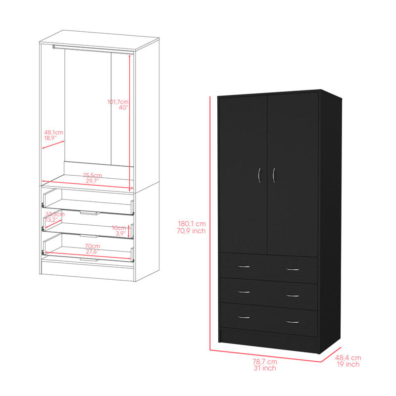 Armoire Ramey, Bedroom, Black