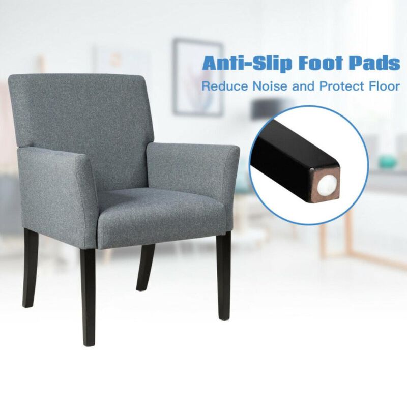 Hivvago Fabric Upholstered Executive Guest Armchair with Rubber Wood Legs