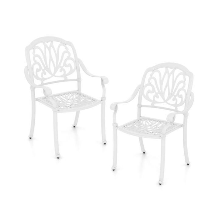 Hivvago 2 Pieces Patio Cast Aluminum Dining Chairs with Armrests