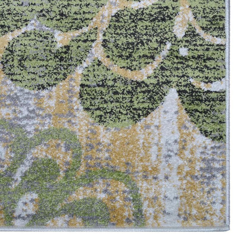 RUGSOTIC CARPETS MACHINE MADE HEATSET POLYPROPYLENE AREA RUGS  - 10'x13', Rectangle Shape, Beige Green Color, Floral Modern Design, Midium Pile Machine Made Area Rugs (M00024)