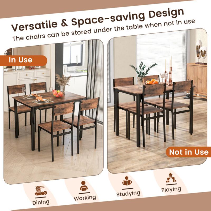 Hivvago 5 Piece Dining Table Set Industrial Style Kitchen Table and Chairs