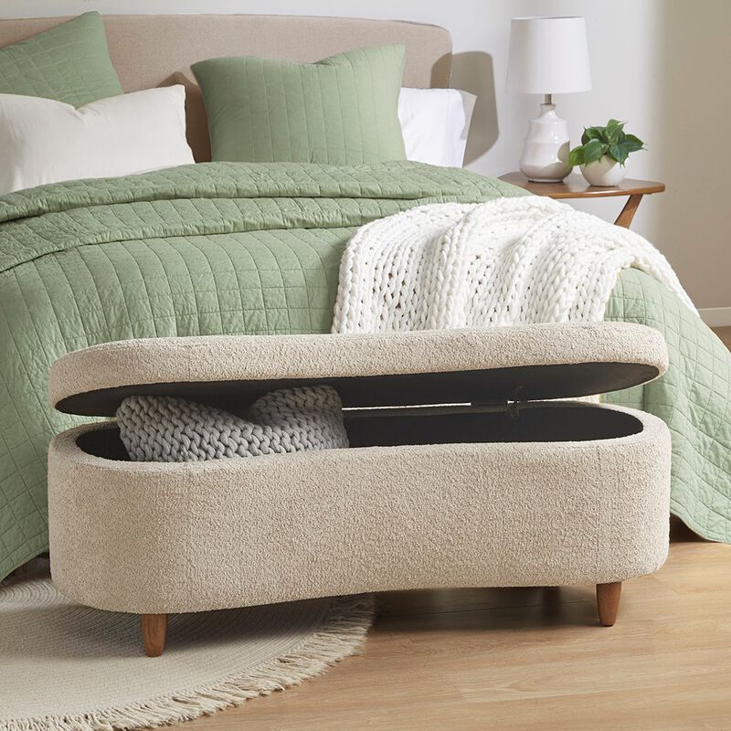 Gracie Mills Earnest Stylish Boucle Flip Top Storage Bench
