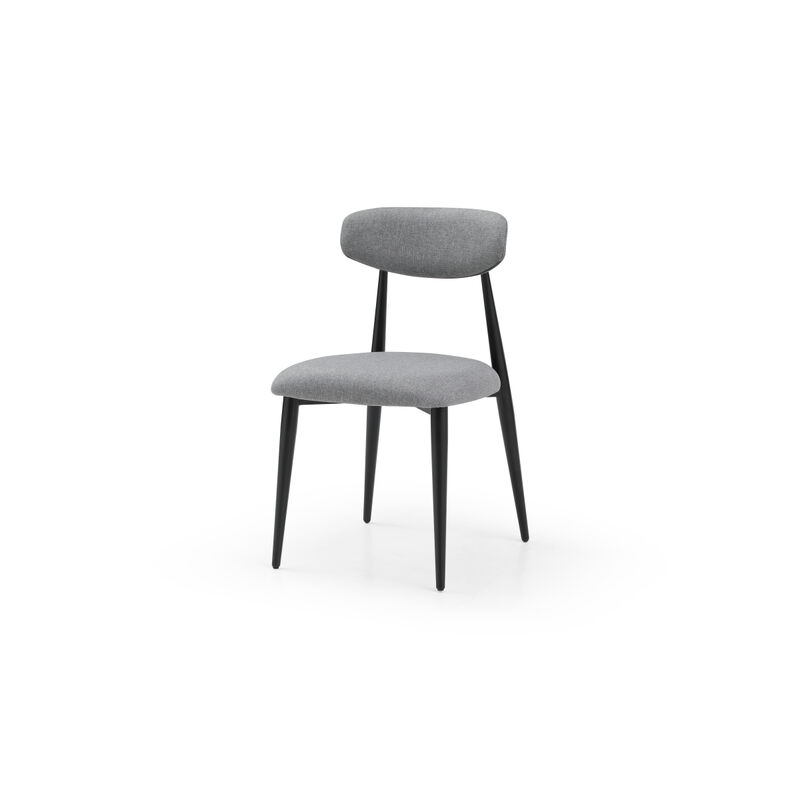 Dining Chairs Set of 4, Curved Backrest Round Upholstered And Metal Frame, Grey