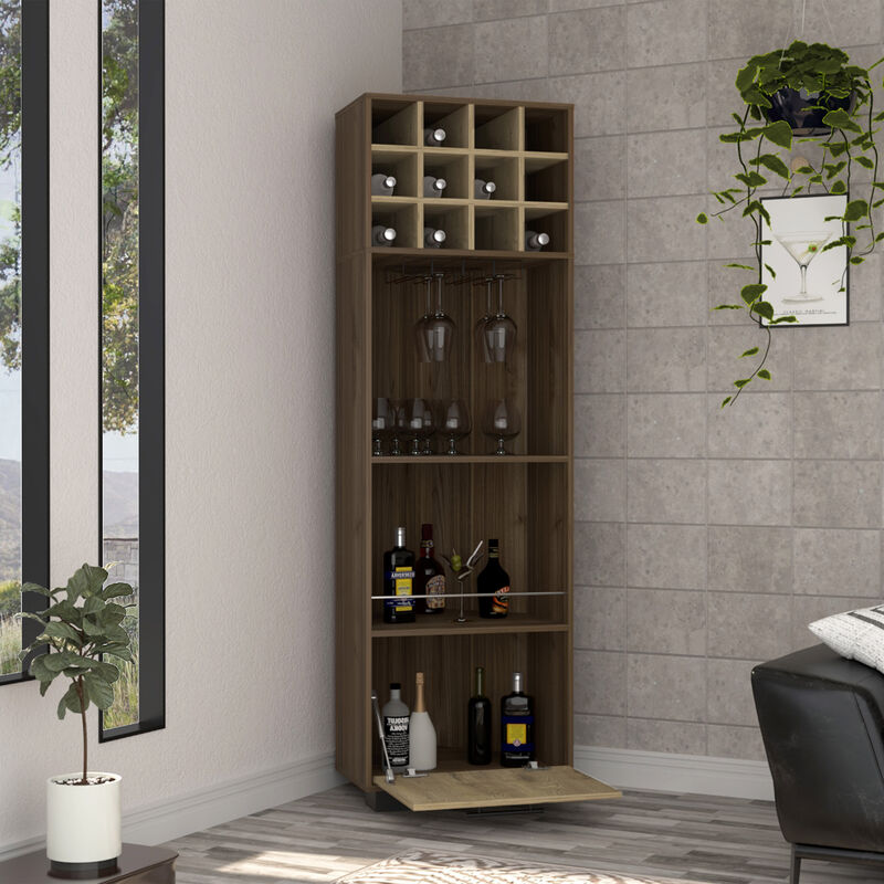 Corner Bar Cabinet Cataluña, Living Room, Mahogany / Aged Oak