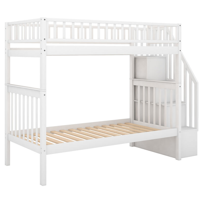 Merax Solid Bunk Bed with Trundle and Storage