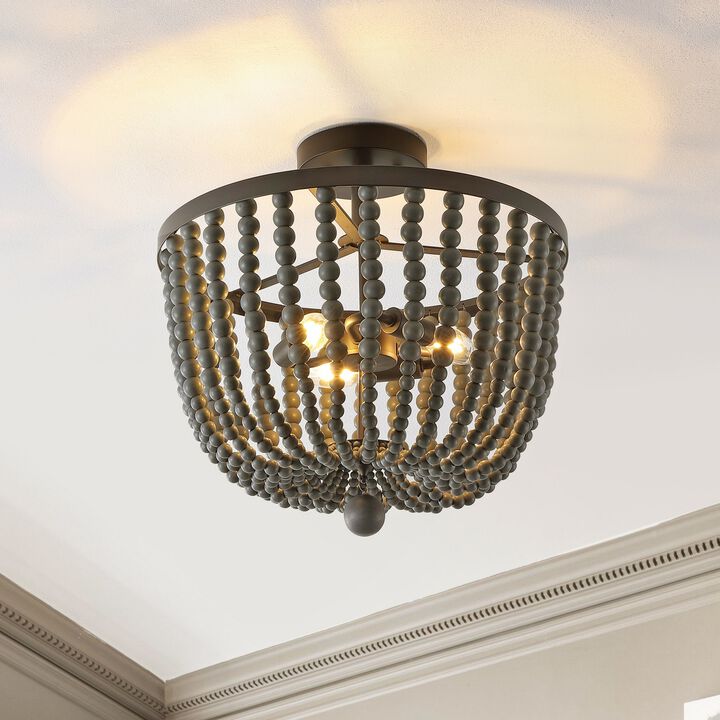 Drift 3-Light Bohemian Farmhouse Iron LED Semi Flush Mount
