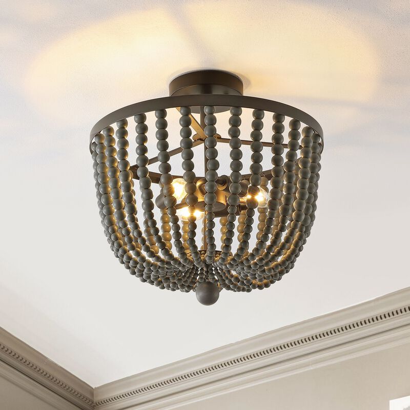 Drift 3-Light Bohemian Farmhouse Iron LED Semi Flush Mount