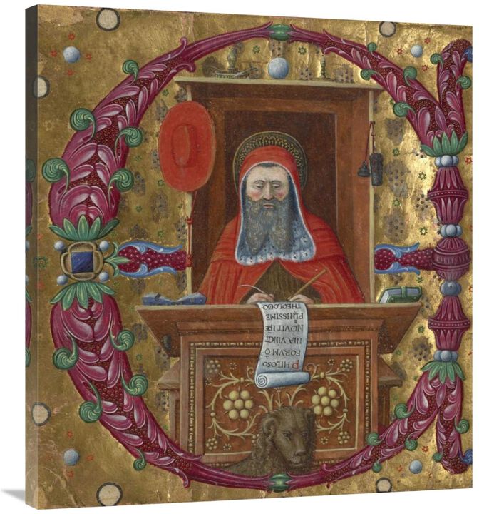 Initial E:  Saint Jerome in His Study-Canvas Art-32.4x36