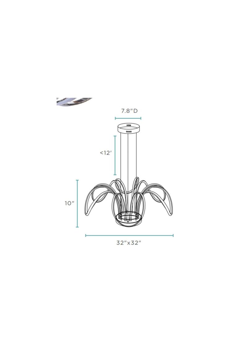 6 Petal Flower Chandelier Chrome Metal Integrated LED Dimmable