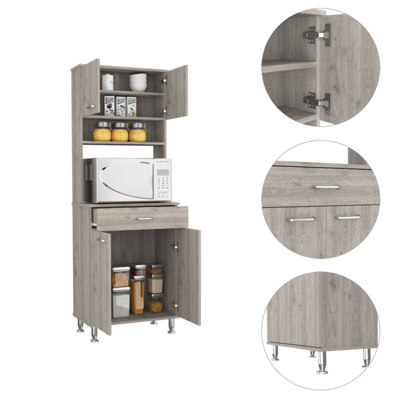 Streamdale Newton 8-Shelf Kitchen Set with Pantry Cabinet (White/Light Gray)