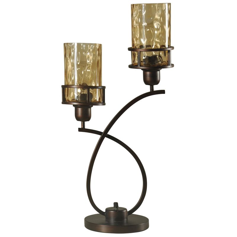 Bronze Metal Glass Shade Lamp (Set of 2)
