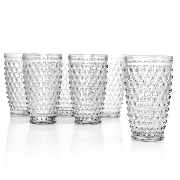 Martha Stewart 6 Piece Hobnail Handmade Glass Tumbler Set in Clear