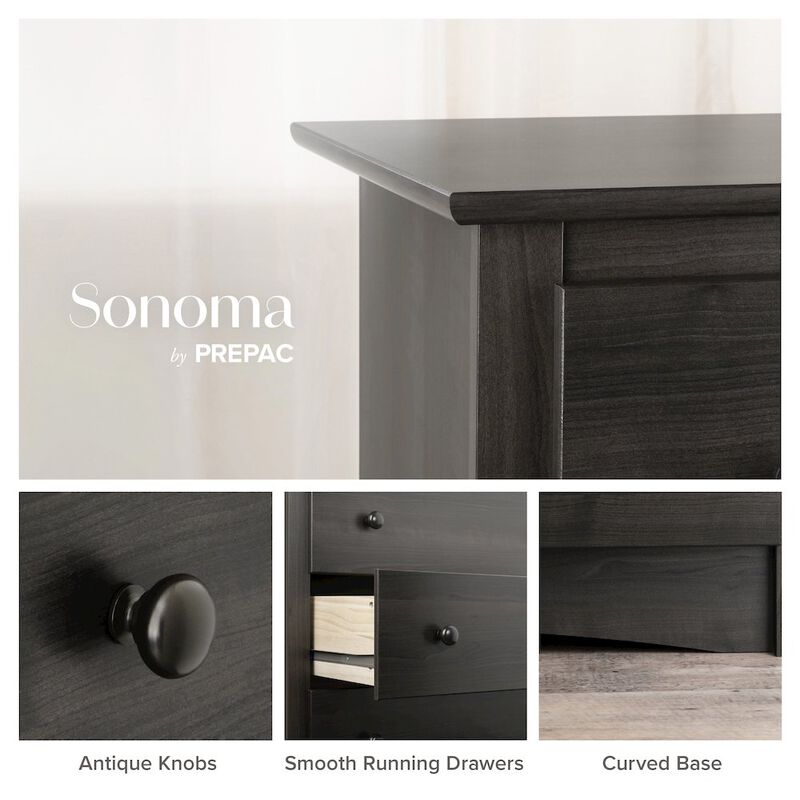 Prepac Sonoma 5-Drawer Chest, Washed Black