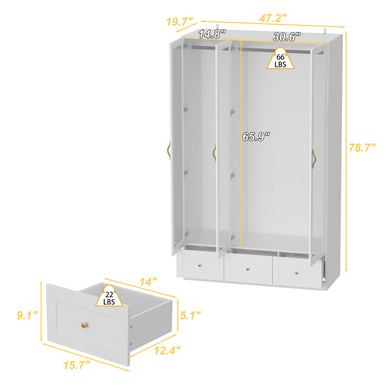 Elegent Wardrobe With Tempered Glass Door And Adjustable Lights