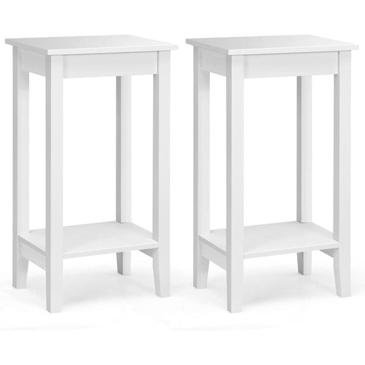Hivvago Set of 2 Versatile 2-Tier End Table with Storage Shelf