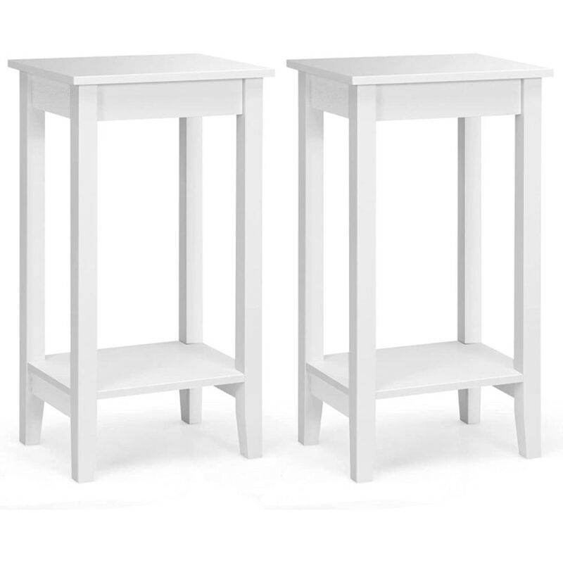 Hivvago Set of 2 Versatile 2-Tier End Table with Storage Shelf
