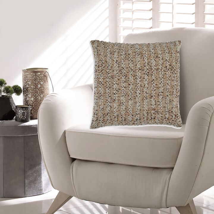 Lany 22 Inch Accent Pillow Set of 4, Woven Striped Design, Zipper, Brown -