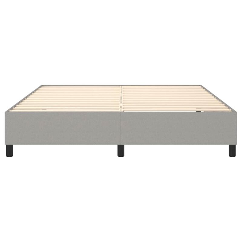 vidaXL King Size Box Spring Bed Frame in Light Gray - Fabric, Plywood, and Engineered Wood Construction Mattress Compatibility - 76"x79.9"