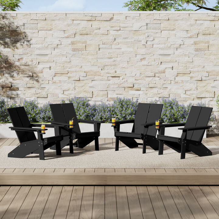 WestinTrends Outdoor HDPE Modern Adirondack Chair with Cup Holder (Set of 4)