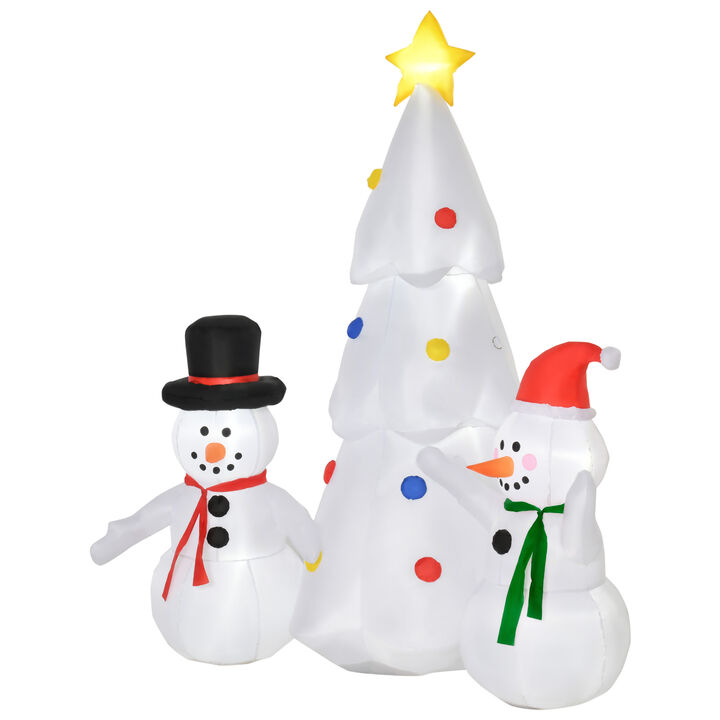 6' Inflatable Christmas Snowmen Christmas Tree Blow-Up Outdoor Display w/ LEDs