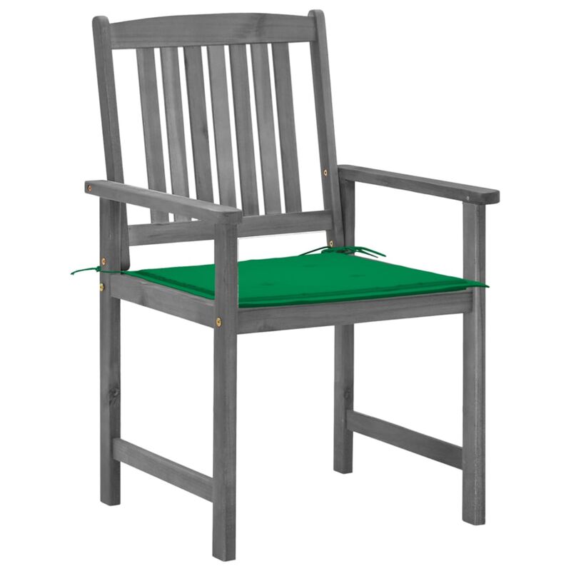 vidaXL Director's Chairs with Cushions 4 pcs Gray Solid Acacia Wood