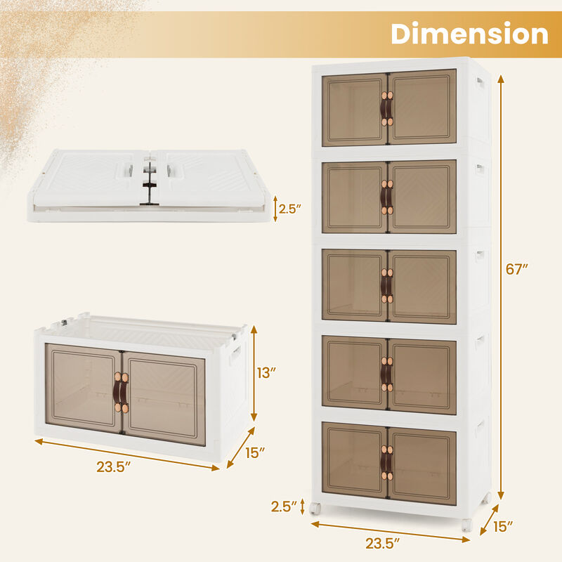 Stackable Storage Bins with 2 Lockable Wheels