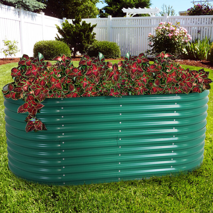 Sunnydaze Galvalume Steel Oval Raised Garden Bed - 79 in x 32 in