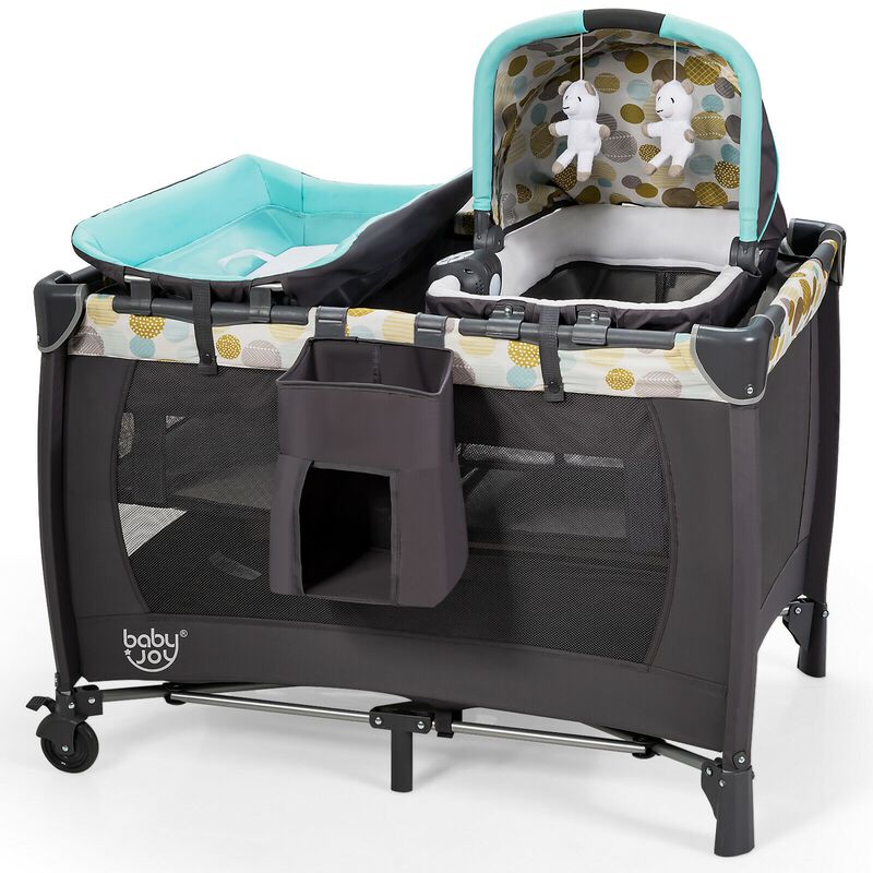 4-in-1 Convertible Portable Baby Playard Newborn Napper with Music and Toys