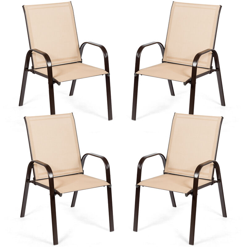 2 Pcs Patio Chairs Outdoor Dining Chair with Armrest