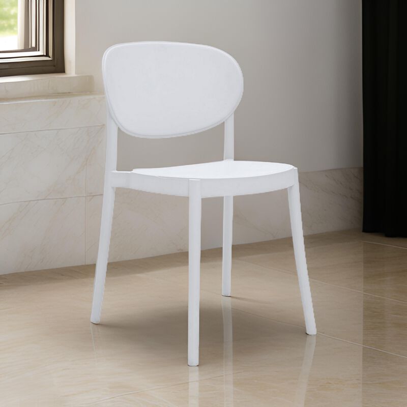 Heem 19 Inch Side Dining Chair Set of 4, Armless, Indoor Outdoor, White - Benzara