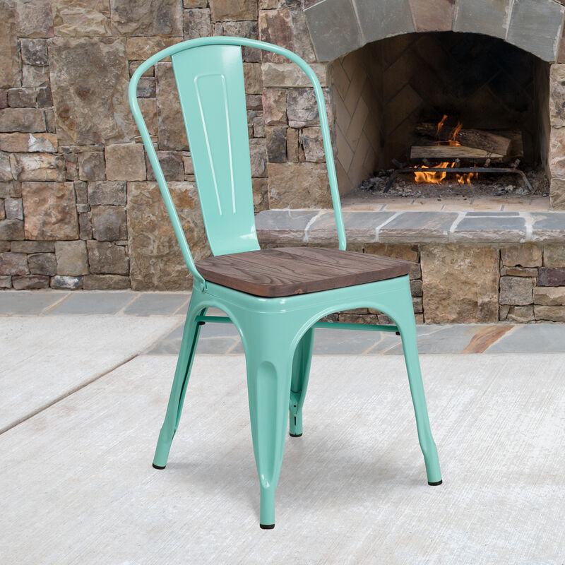 Metal/Wood Colorful Restaurant Chairs
