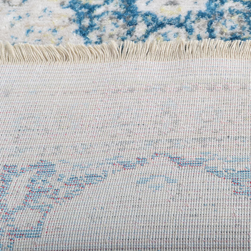 RUGSOTIC CARPETS MACHINE MADE POLYESTER AREA RUGS  - 8'x10', Rectangle Shape, Ivory Color, Classic Oriental Traditional  Design, Low Pile Machine Made Area Rugs for Living Room, Bed Room (M00069)