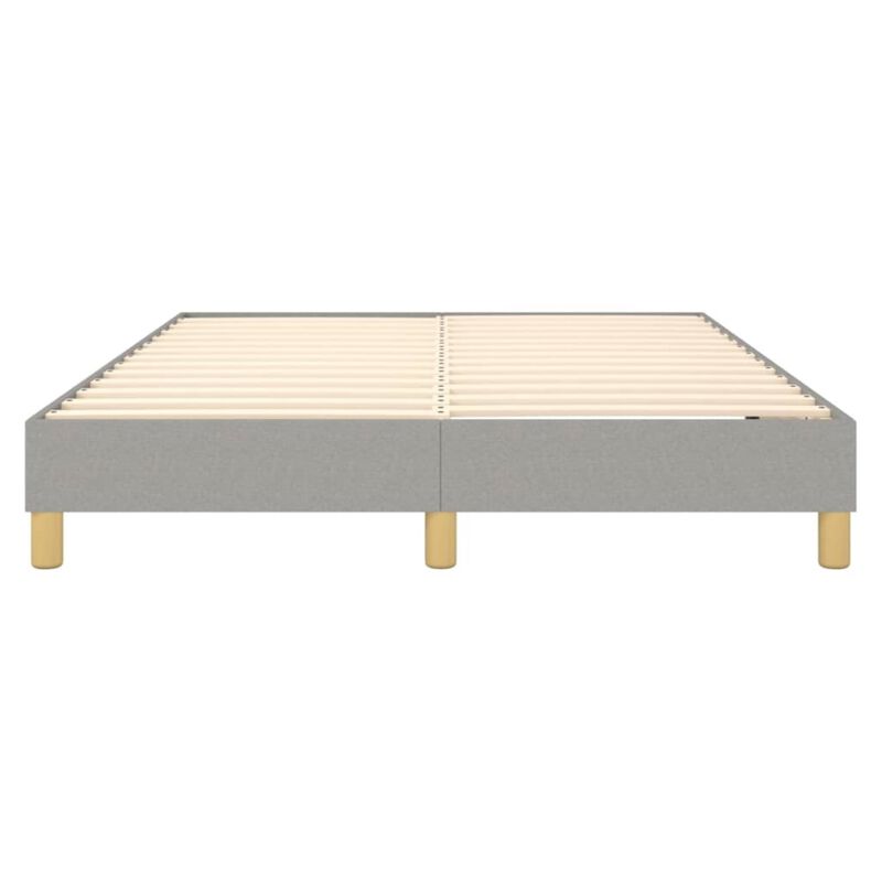 vidaXL Light Gray Box Spring Bed Frame for Queen Mattress, Fabric Upholstered and Wood Constructed Modern Style Bed Frame