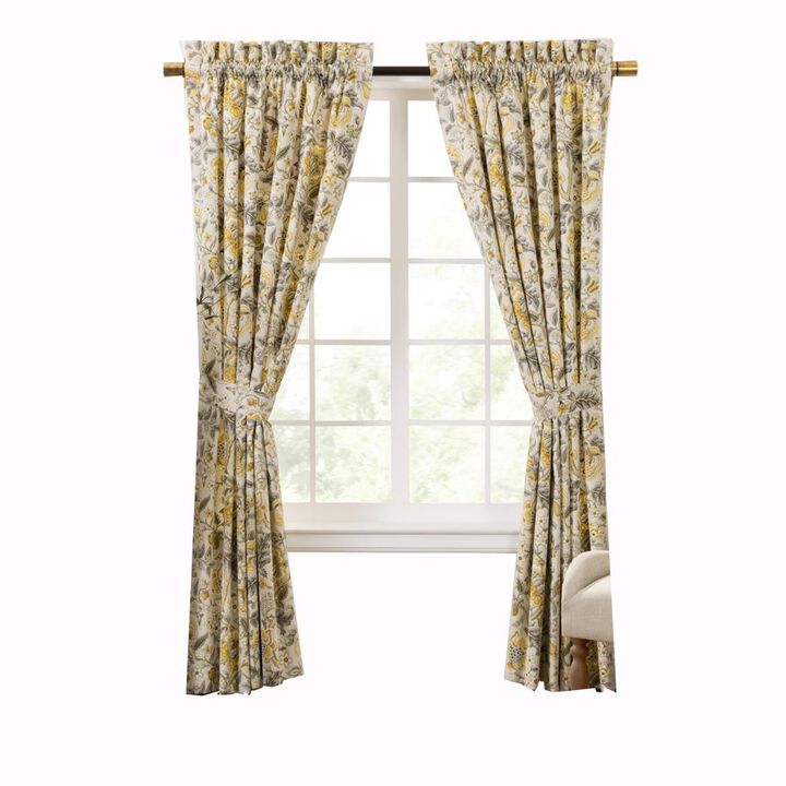 Ellis Curtain Regency 3" Rod Pocket Curtain Panel Pair with Tiebacks 96" x 84" Grey