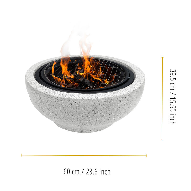 Teamson Home Outdoor 24" Wood Burning Fire Pit with Decorative Light Concrete Base, Gray