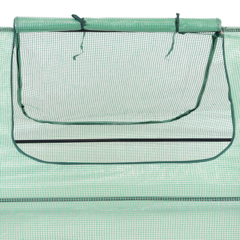 Sunnydaze Galvanized Steel Raised Bed with Greenhouse - Green - 2 ft x 2 ft
